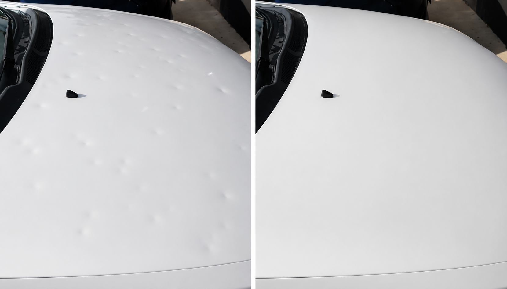 Before and after hail repair 1