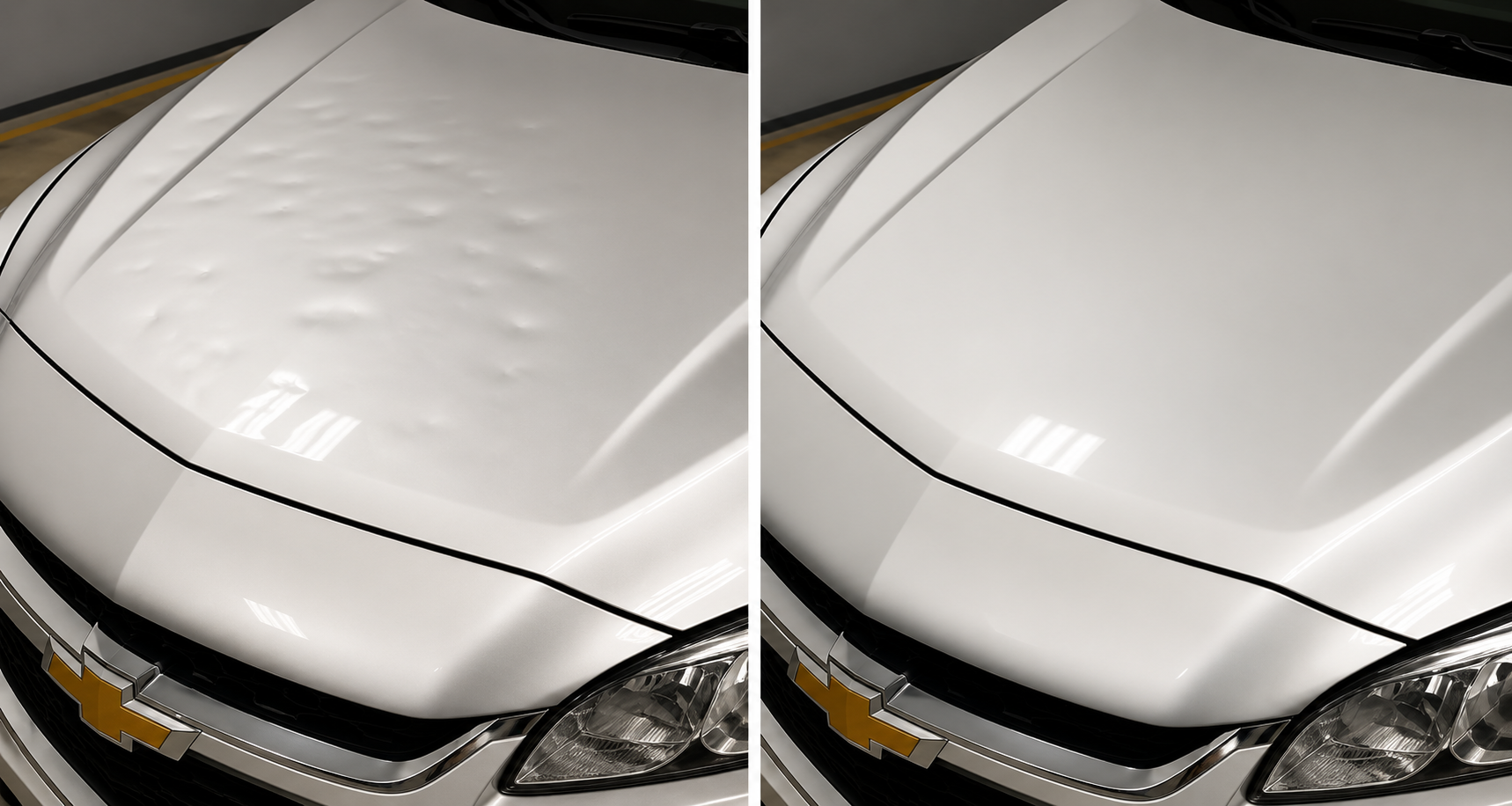 Before and after hail repair 4